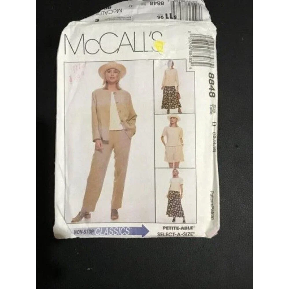 #8848 McCalls Separates top skirt shorts jacket Womens  sewing pattern,